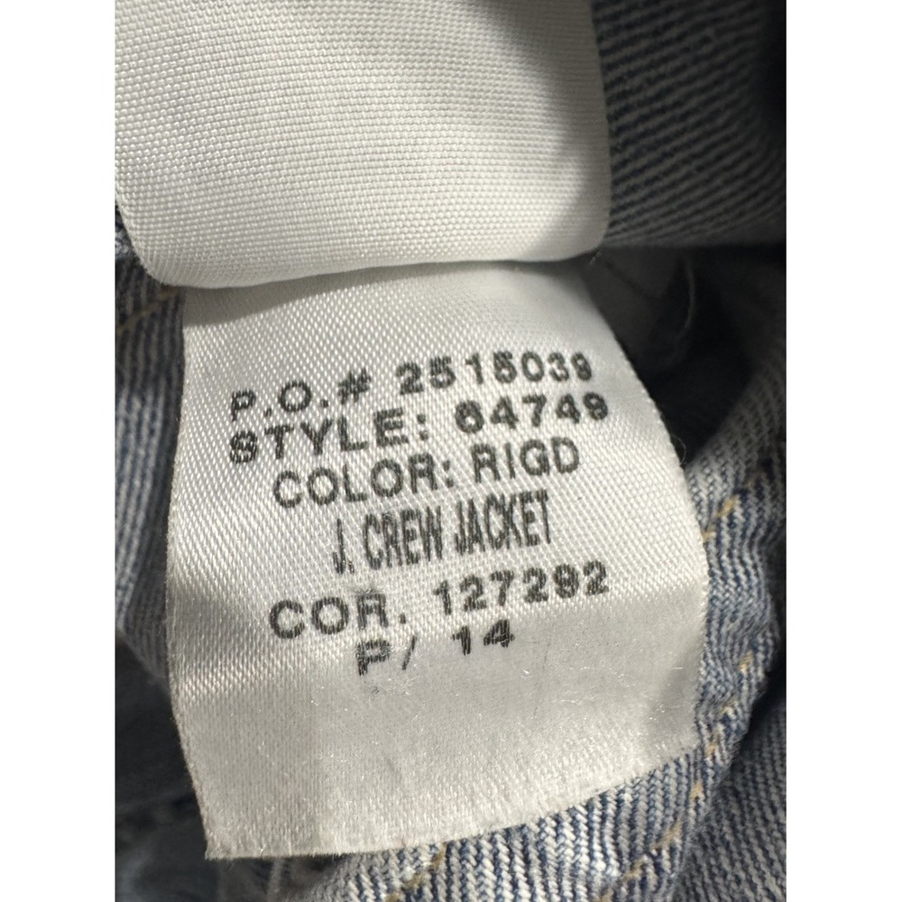 VTG 90s J.Crew Denim Jacket Womens XS Blue Distressed Trucker Casual Y2K - Picture 6 of 10
